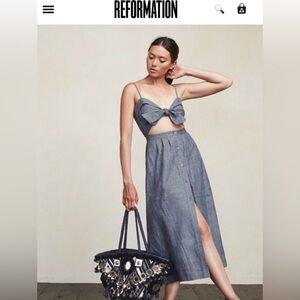 Reformation Riley Tie Front Midi Dress Size 2